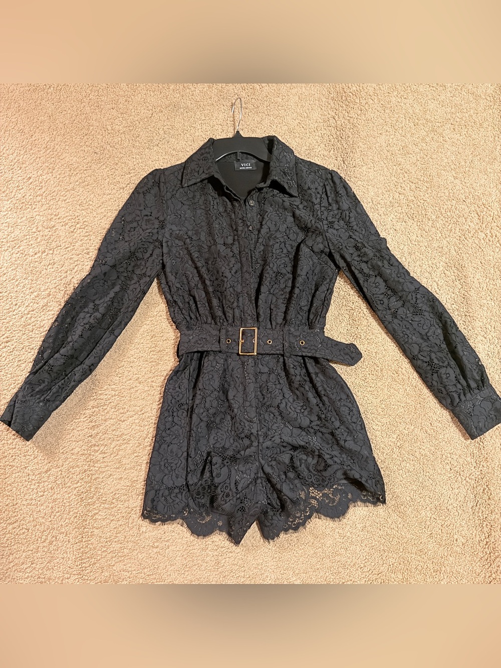 Vici Yvonne Belted Lace Romper